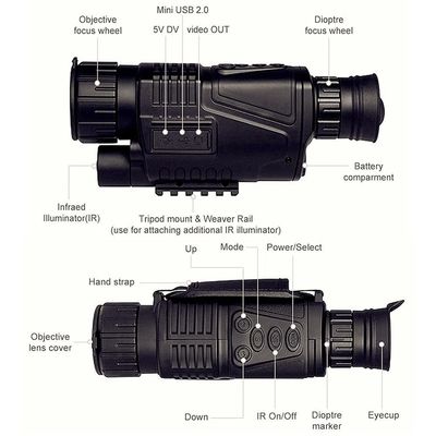 P1S X Visión Infrarroja Digital Monocular 200m 3.7V Binoculares de cazador nocturno