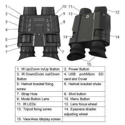 Binocular Nv8000 3D Digital Visor nocturno Gafas de infrarrojos Flip Up Scope