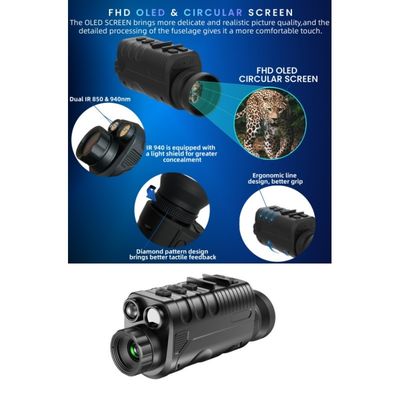 Gafas de visión nocturna 6X Magnificación digital ajustable 34MM Objetivo Lente 854*480 Resolución