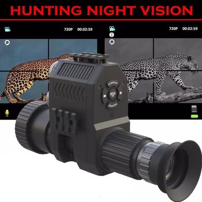 1080p Visión nocturna de caza Alcance de la cámara de video monocular DVR con linterna de infrarrojos de 850 nm incorporada y pantalla HD de 1.2 pulgadas con mira cruzada ajustable